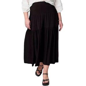 Simply Vera Vera Wang Womens Black Jersey Knit Maxi Skirt Plus Sz 4X New